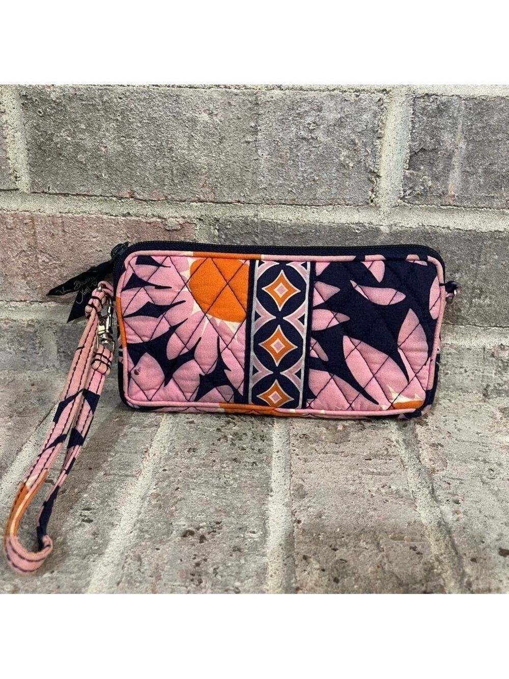 Vera Bradley Pink and Orange Patterned Wristlet